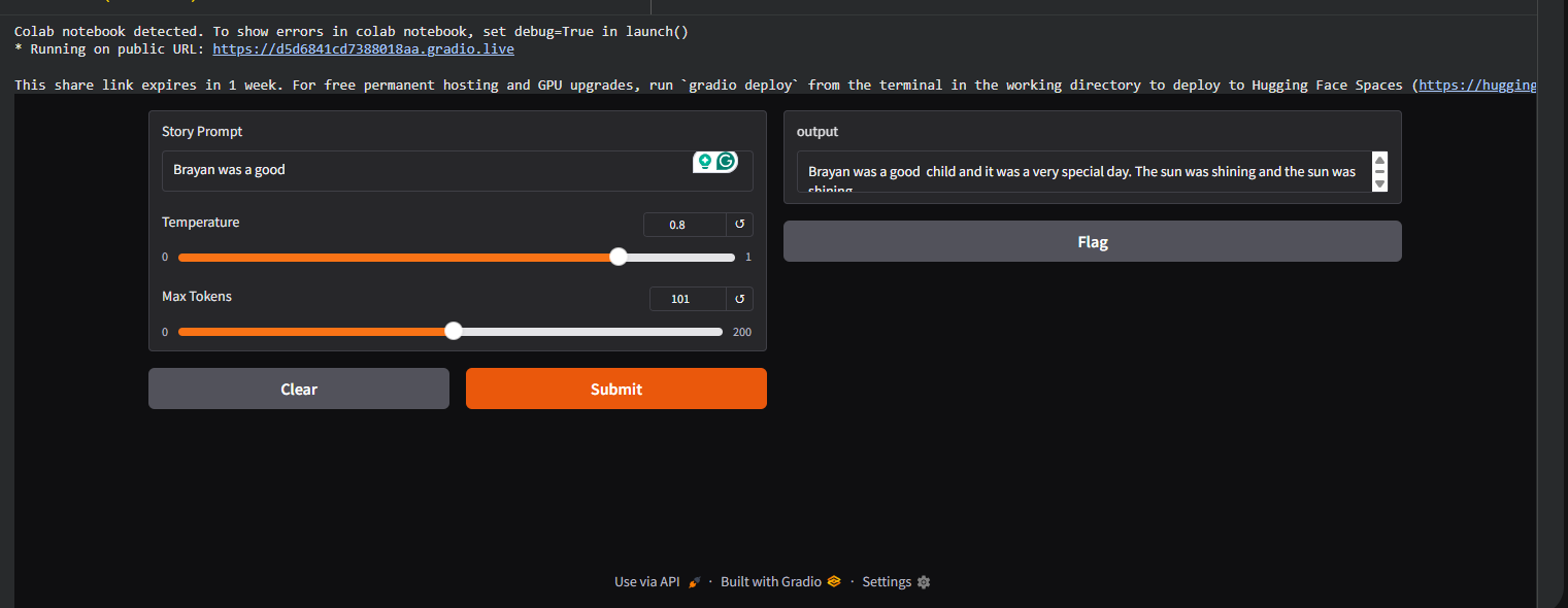 Screenshot of generation