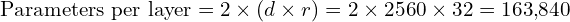 LoRA parameters per layer