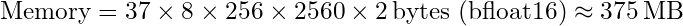 Memory calculation for latent collection